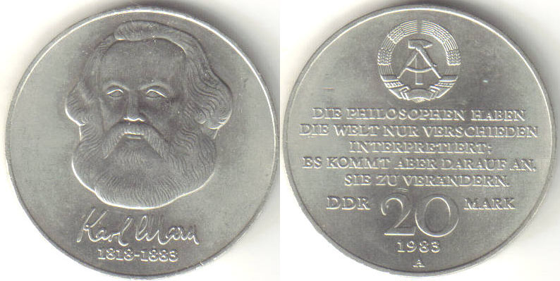 1983 East Germany 20 Mark (Marx) A000699